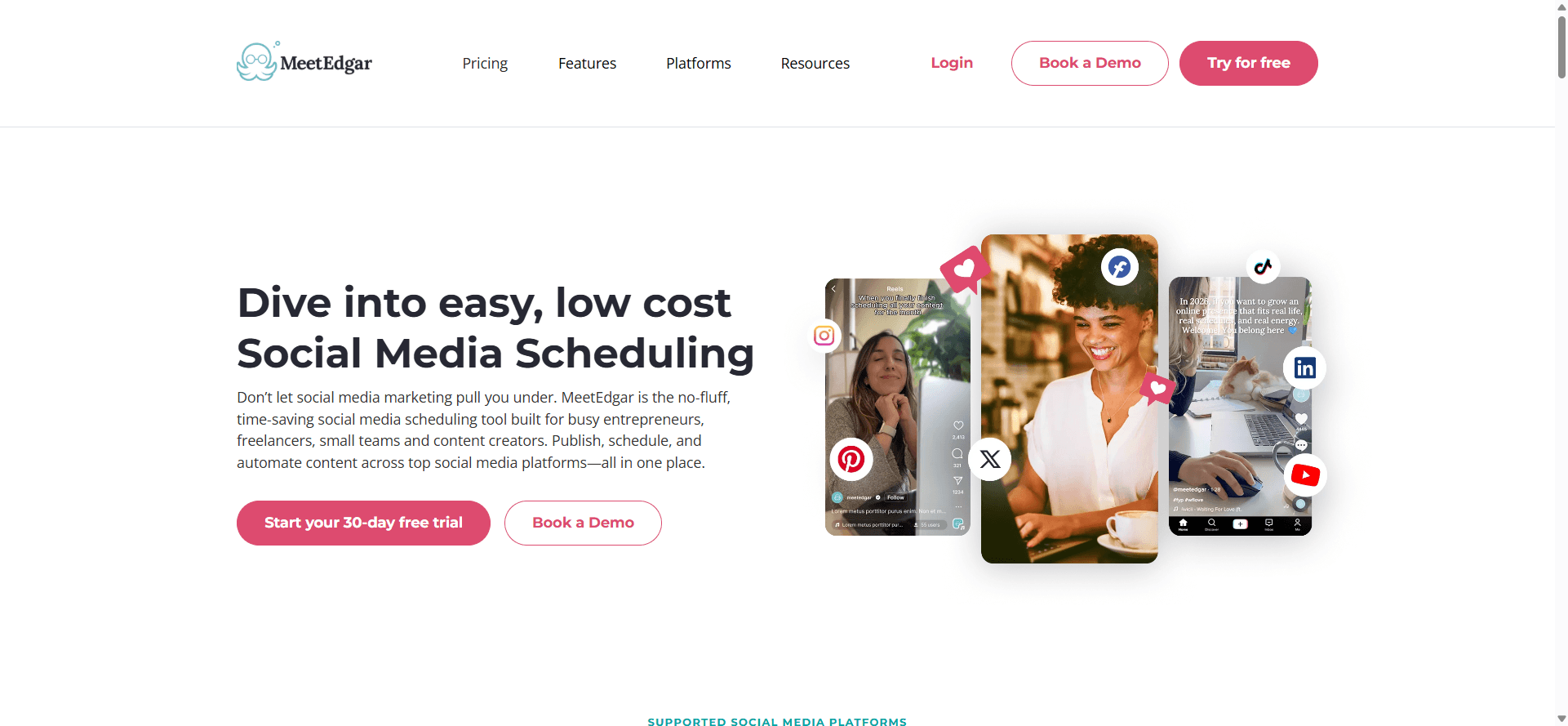 MeetEdgar homepage