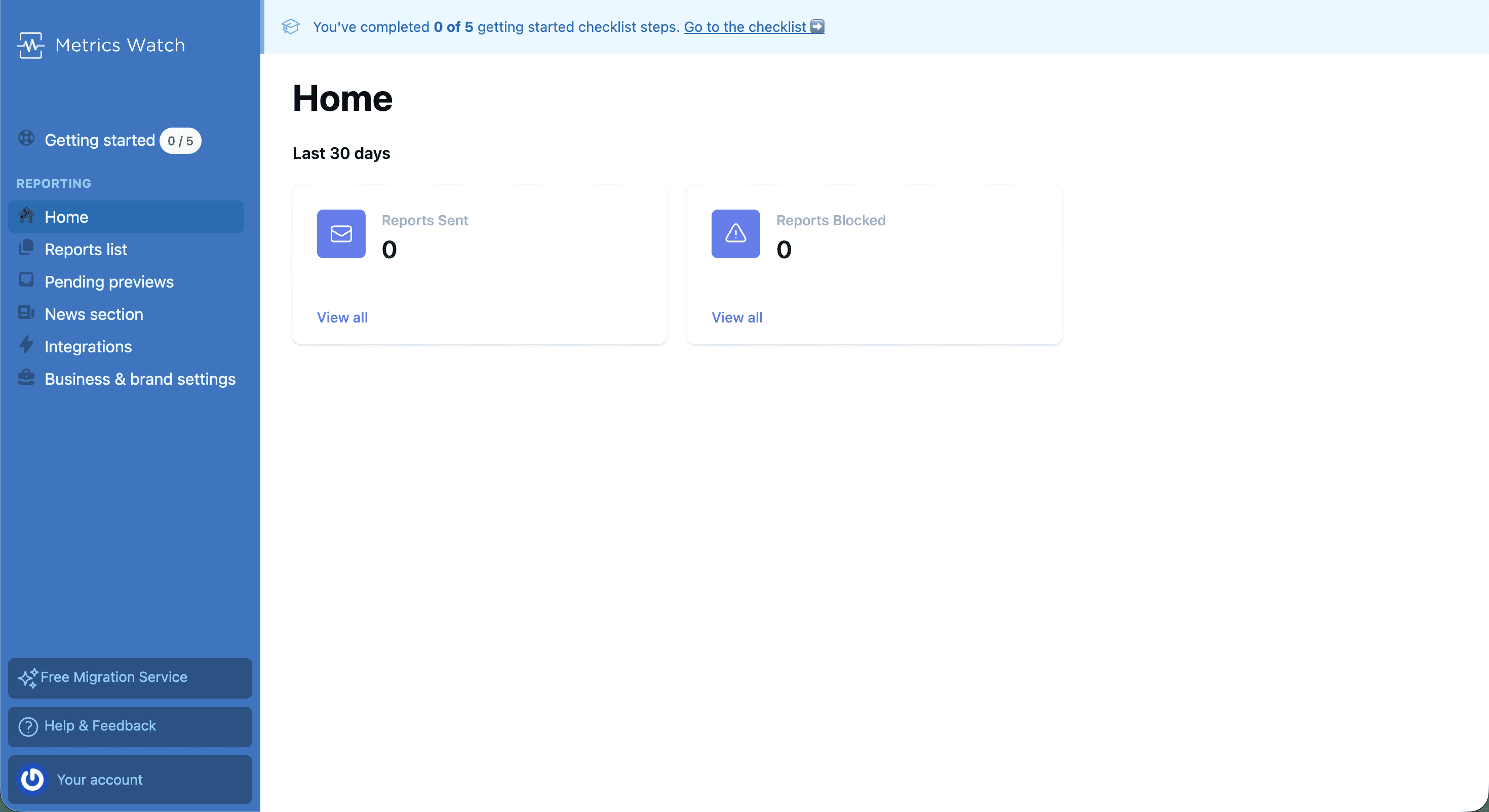 Metrics Watch homepage